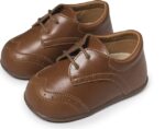 Βαπτιστικό παπουτσάκι δετά δερμάτινα BROGUES " Μπλέ " - Image 3