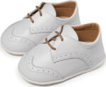 Βαπτιστικό παπουτσάκι δετά δερμάτινα BROGUES " Μπλέ " - Image 2