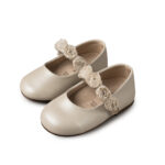 Βαπτιστικό γοβάκι  περπατήματος  μονή μπαρέτα με chiffon λουλούδια