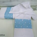 Λαδόπανα " Σιελ με αστέρια - Λευκό "