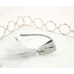 Στέκα μαλλιών " Γκρί - Πούπουλα - Στράς "