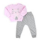 Βρεφικό σετ ' Γκρι - Ροζ & Καρδιές , Γάτα '