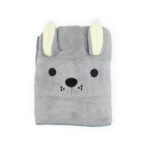 Βελούδινη πετσέτα μπάνιου για νεογέννητο " Λαγουδάκι Γκρί "