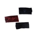 Σετ 2 + 1 βελούδινη κορδέλα με κόμπο " Μπορντό - Μπλέ - Μαύρο "