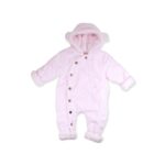 Βρεφική φόρμα εξόδου με κουκούλα ” Babypink αρκουδάκι με γουνάκι “