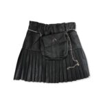 Φούστα δερματίνη για κοριτσάκι " Πλισέ μαύρη με τσαντάκι "