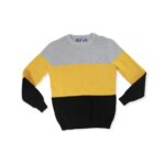 Παιδικό βαμβακερό πλεκτό μπλουζάκι " Γκρί - Κίτρινο - Μπλέ "