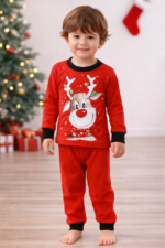 Παιδικό Christmas Πυτζαμάκι " Κόκκινη με Ταρανδάκι " - Image 2