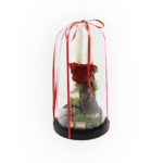 Γυάλα " Κόκκινο τριαντάφυλλο καρδιά & Plexi glass καρδιές & Χρόνια Πολλά "