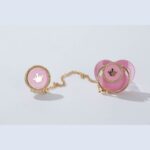 Σετ Χειροποίητη πιπίλα πολυτελείας " Ροζ - Χρυσή κορώνα "