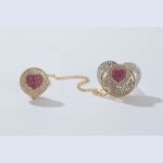 Σετ Χειροποίητη πιπίλα πολυτελείας "Στρας - Φουξ καρδιά "