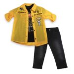 Σετ για αγοράκι "κίτρινο πουκάμισο με μαύρο παντελόνι και μπλούζα"