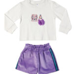 Παιδικό σετάκι βελούδινο "Μωβ-σορτσάκι"