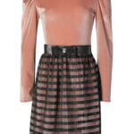 Παιδικό Φόρεμα Βελούδο με Ριγέ Τούλινη Φούστα