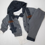 Βρεφικό σετάκι γκρι με παπιγιόν