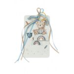 Μπομπονιέρα Βάπτισης με ξύλινη πλάτη και μπρελόκ - Image 6