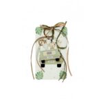 Μπομπονιέρα Βάπτισης με ξύλινη πλάτη και μπρελόκ - Image 2