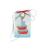 Μπομπονιέρα Βάπτισης με ξύλινη πλάτη και μπρελόκ - Image 7