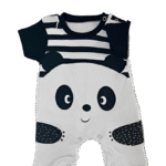 Βρεφικό Κοντομάνικο Φορμάκι με Panda – Λευκό & Μαύρο