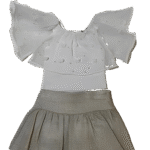 Βρεφικό Σετ Μπλουζάκι & Φούστα – Λευκό με Πέρλες & Χρυσή Γυαλάδα