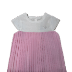 Βρεφικό Φόρεμα με Πιέτες – Λευκό & Ροζ