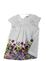 Βρεφικό Φόρεμα με Λουλουδάτο Τύπωμα – Λευκό με Πολύχρωμα Λουλούδια - Image 2