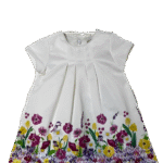 Βρεφικό Φόρεμα με Λουλουδάτο Τύπωμα – Λευκό με Πολύχρωμα Λουλούδια