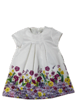 Βρεφικό Φόρεμα με Λουλουδάτο Τύπωμα – Λευκό με Πολύχρωμα Λουλούδια