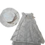 Παιδικό Φόρεμα Μπεζ με Ροζ Λουλούδια & Πουά – Με Ασορτί Καπέλο