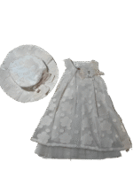 Παιδικό Φόρεμα Μπεζ με Ροζ Λουλούδια & Πουά – Με Ασορτί Καπέλο