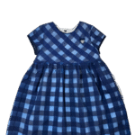Βρεφικό Φόρεμα Σκούρο Μπλε με Ανοιχτό Μπλε Καρό Σχέδιο