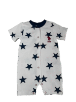 Βρεφικό Κοντομάνικο Φορμάκι με Αστεράκια – Λευκό & Σκούρο Μπλε