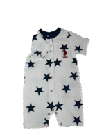 Βρεφικό Κοντομάνικο Φορμάκι με Αστεράκια – Λευκό & Σκούρο Μπλε - Image 2