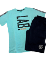 Παιδικό Καλοκαιρινό Σετ Γαλάζια Μπλούζα & Μαύρο Σορτσάκι