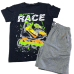 Παιδικό Σετάκι Μαύρη Μπλούζα & Γκρι Σορτσάκι