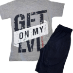 Αθλητικό σετ γκρι μπλούζα & μαύρο σορτς