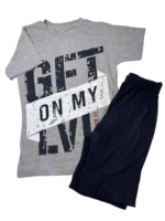 Αθλητικό σετ γκρι μπλούζα & μαύρο σορτς - Image 2