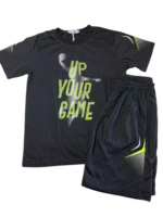 Αθλητικό σετ για αγόρι “Up Your Game” – μαύρο με λαχανί λεπτομέρειες