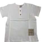 Λευκή κοντομάνικη μπλούζα με κουμπάκια