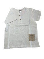 Λευκή κοντομάνικη μπλούζα με κουμπάκια - Image 2