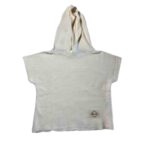 Ανοιχτή μπεζ κοντομάνικη μπλούζα με κουκούλα