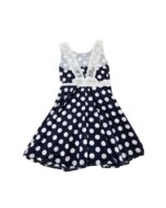 Μπλε σκούρο φόρεμα με πουά & κεντητές λεπτομέρειες - Image 2