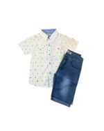Σετ αγοριού με κοντομάνικο πουκάμισο και τζιν βερμούδα