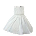 Λευκό φόρεμα κοριτσιού με πλεκτή λεπτομέρεια στη μέση