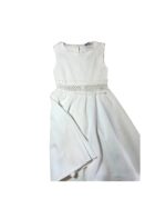 Λευκό φόρεμα κοριτσιού με πλεκτή λεπτομέρεια στη μέση - Image 2