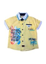 Σετ με κίτρινο πουκάμισο και σκούρο μπλε τζιν σορτσάκι - Image 2