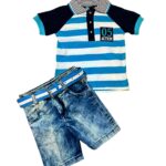 Σετ με ανοιχτό τζιν σορτσάκι και ριγέ μπλούζα