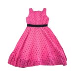 Φούξια φόρεμα με μαύρο πουά