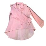 Μακρυμάνικο ριγέ πουκάμισο κοριτσιού με χρωματιστές λεπτομέρειες