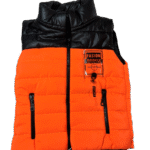 Αμάνικο μπουφάν αγοριού σε πορτοκαλί με μαύρες λεπτομέρειες